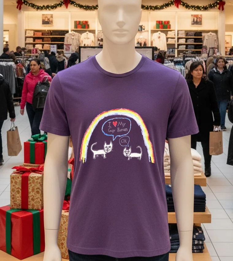 I Love My Gay Human Cats Rainbow - purple-t-shirt I Love My Gay Human Cats Rainbow Purple T Shirt