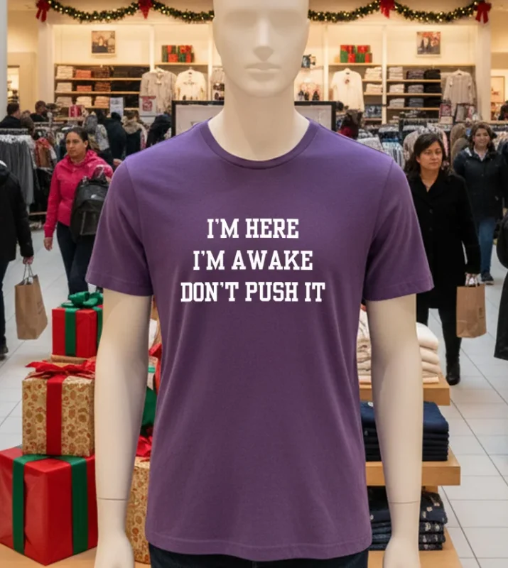 I M Here I M A Wake Don T Push It   Purple T Shirt