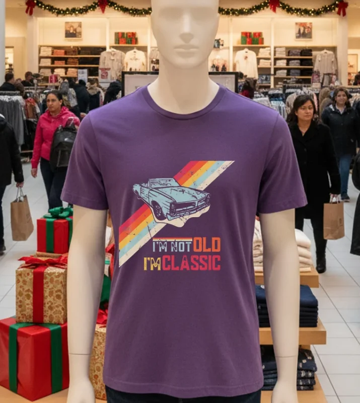 I M Not Old I M Classic! Funny Car Design Old Man Purple T Shirt