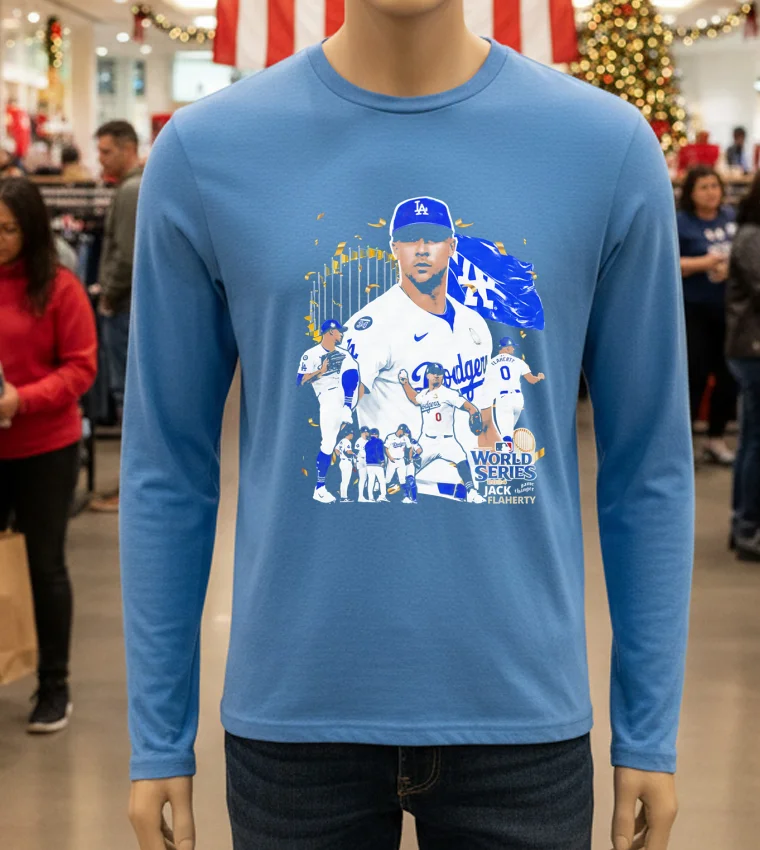 Jack Flaherty Throw The Ball Graphic La Dodgers Mvp World Series 2024 - blue-t-shirt Jack Flaherty Throw The Ball Graphic La Dodgers Mvp World Series 2024 Blue T Shirt