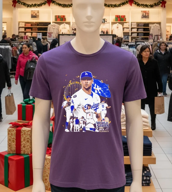 Jack Flaherty Throw The Ball Graphic La Dodgers Mvp World Series 2024 Purple T Shirt