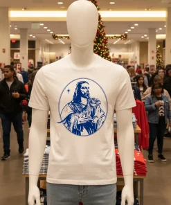 Jesus Holding Dinosaur White T Shirt