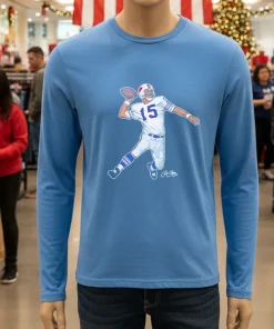 Jimmy Kemp 15 Buffalo Bills Signature Player   Blue T Shirt