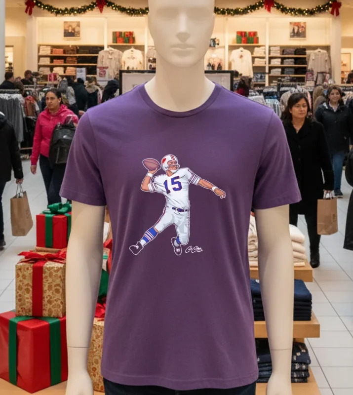Jimmy Kemp 15 Buffalo Bills Signature Player Purple T Shirt