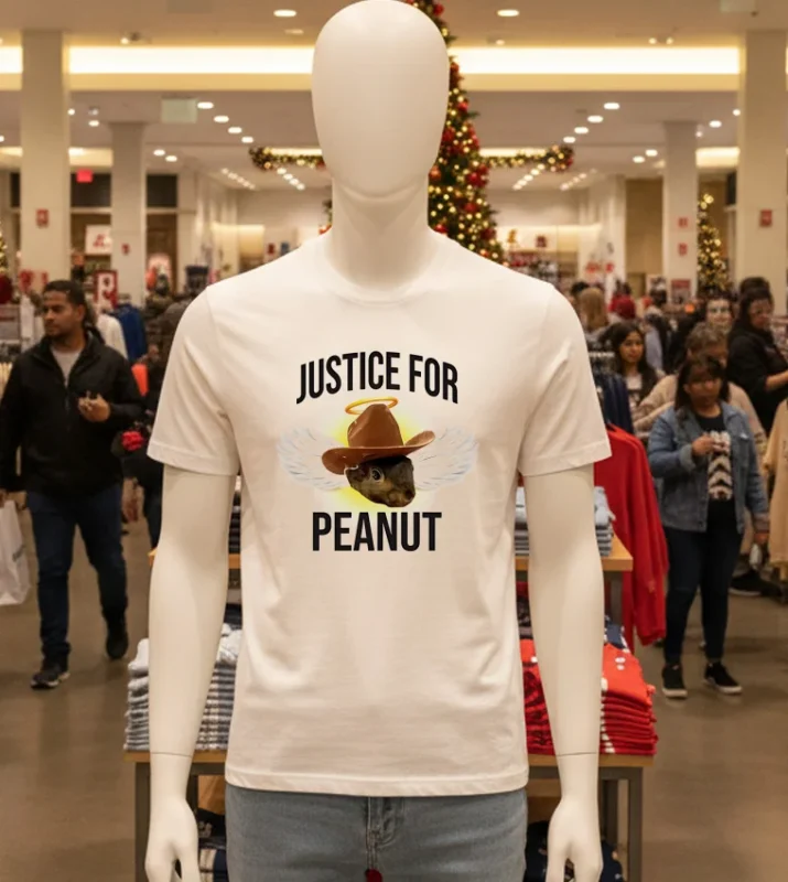 Justice For Peanut Cowboy Squirrel White T Shirt