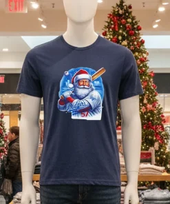 La Dodgers Santa Claus Merry Christmas   Navy T Shirt