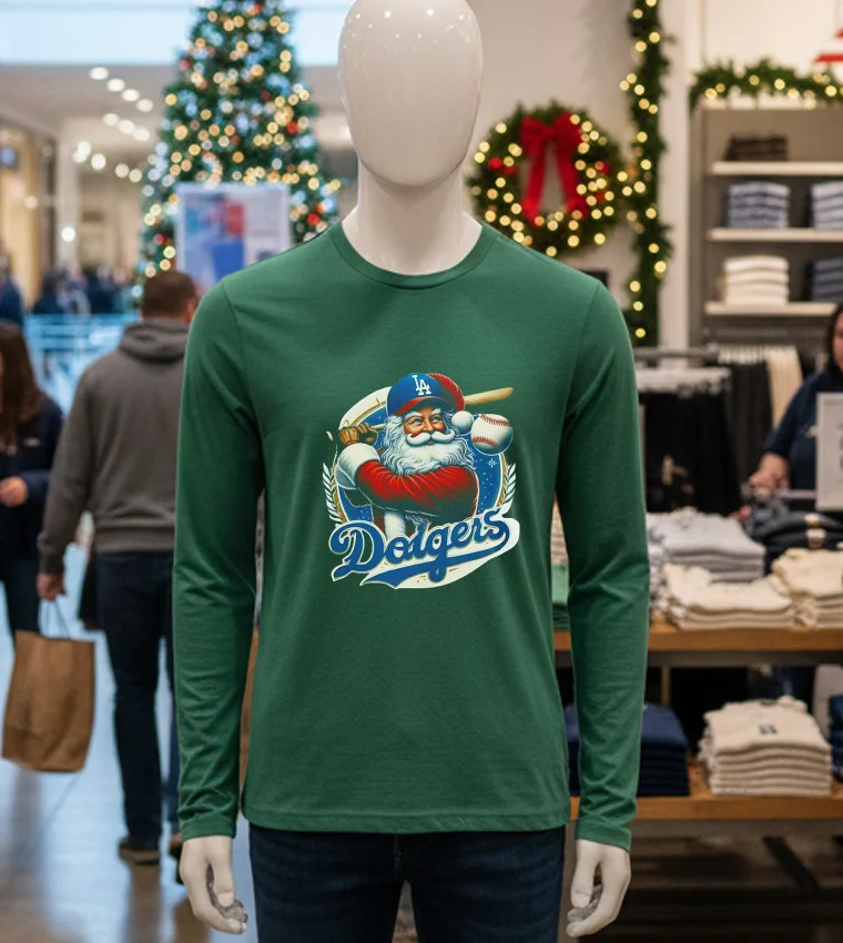 La Dodgers Santa Claus Mery Christmas Happy - green-t-shirt La Dodgers Santa Claus Mery Christmas Happy Green T Shirt
