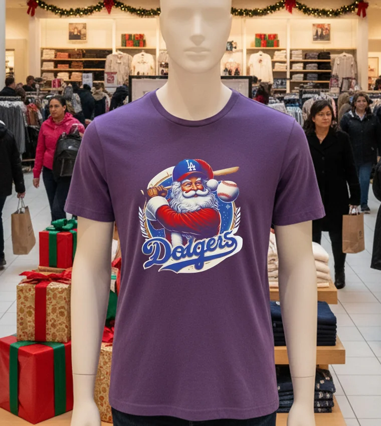 La Dodgers Santa Claus Mery Christmas Happy - purple-t-shirt La Dodgers Santa Claus Mery Christmas Happy Purple T Shirt