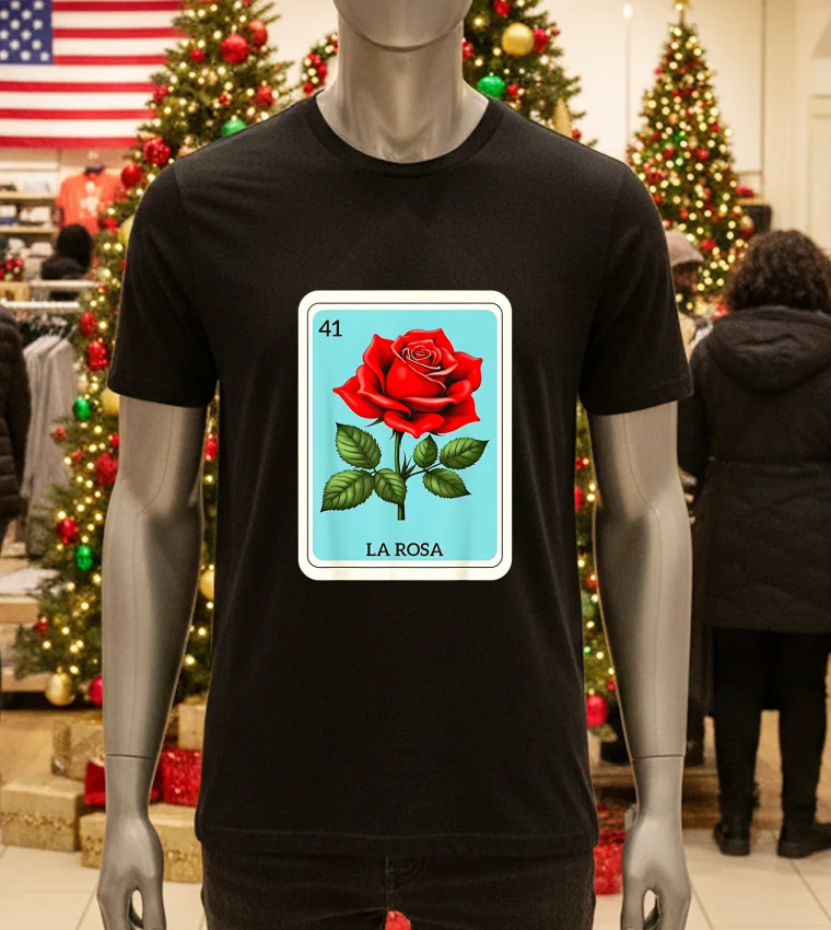 La Rosa Mexican Lottery Card Game - black-t-shirt La Rosa Mexican Lottery Card Game Black T Shirt