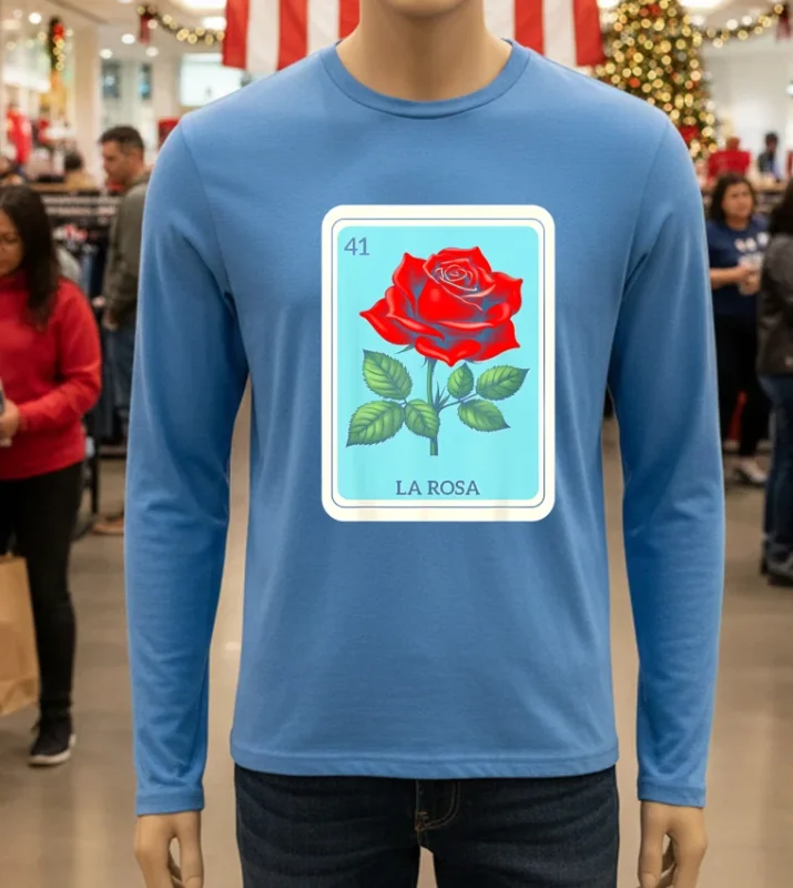 La Rosa Mexican Lottery Card Game Blue T Shirt