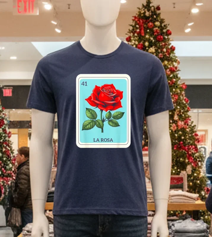 La Rosa Mexican Lottery Card Game Navy T Shirt