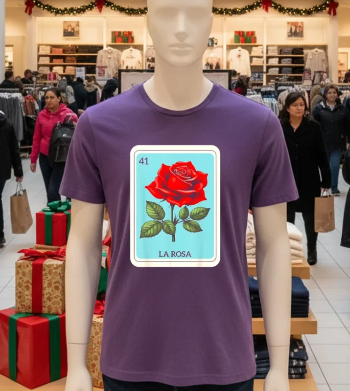 La Rosa Mexican Lottery Card Game Purple T Shirt
