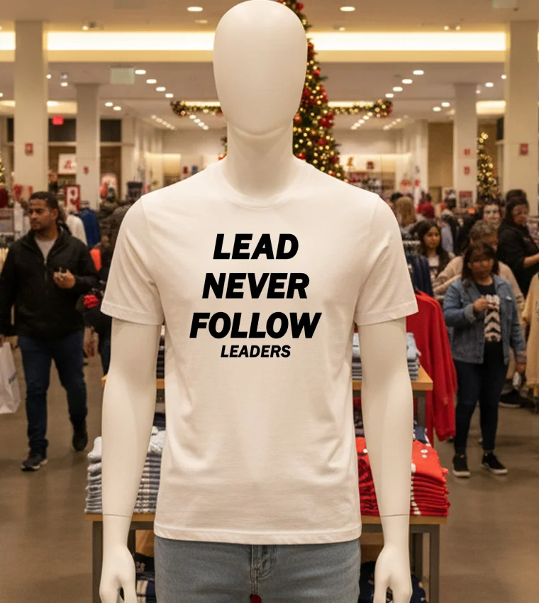 Lead Never Follow Leaders - white-t-shirt Lead Never Follow Leaders White T Shirt