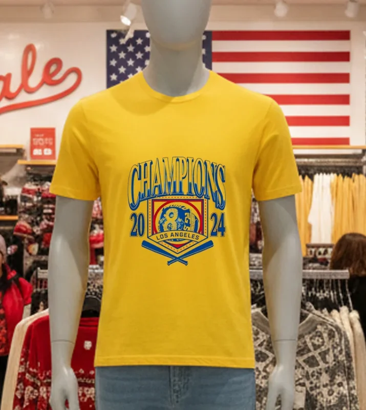Los Angeles Dodgers 8 Time World Champions 2024 Yellow T Shirt