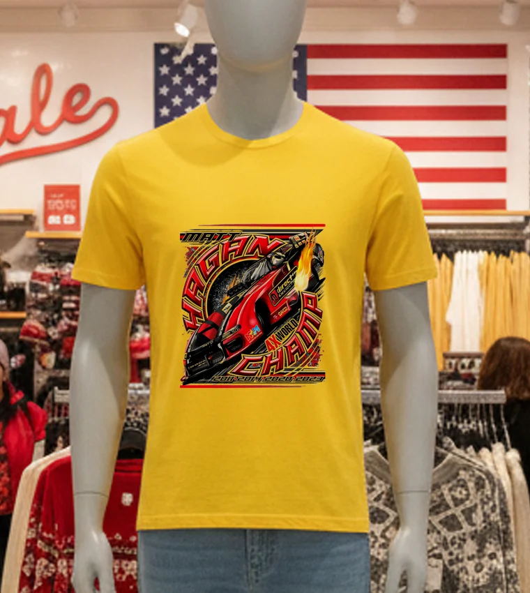 Matt Hagan Champ 4X World - yellow-t-shirt Matt Hagan Champ 4x World Yellow T Shirt