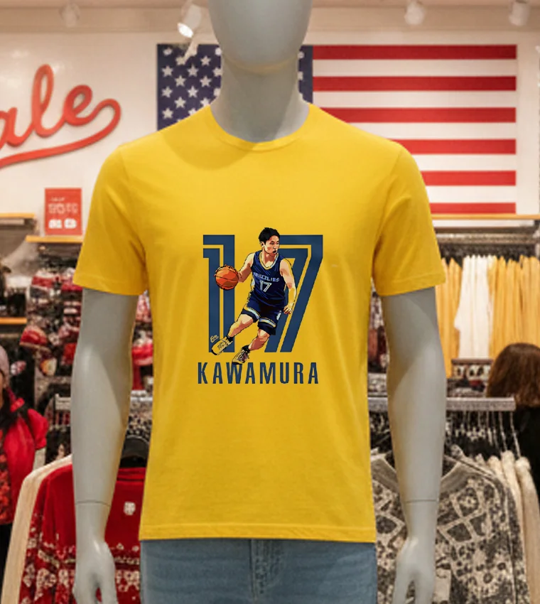 Memphis Grizzlies Yuki Kawamura 17 Graphic - yellow-t-shirt Memphis Grizzlies Yuki Kawamura 17 Graphic Yellow T Shirt