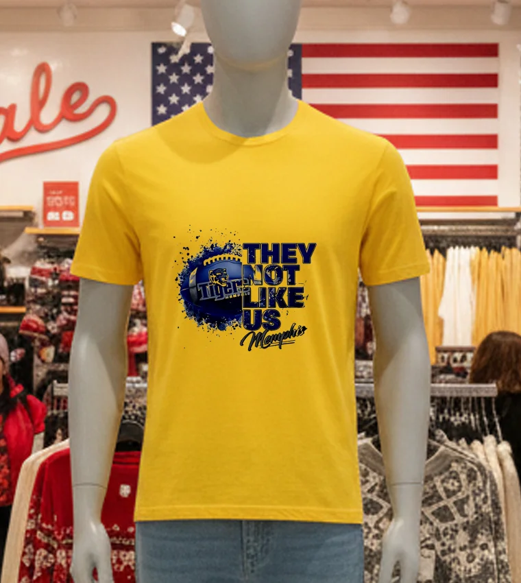 Memphis Tigers They Not Like Us Memphis - yellow-t-shirt Memphis Tigers They Not Like Us Memphis Yellow T Shirt