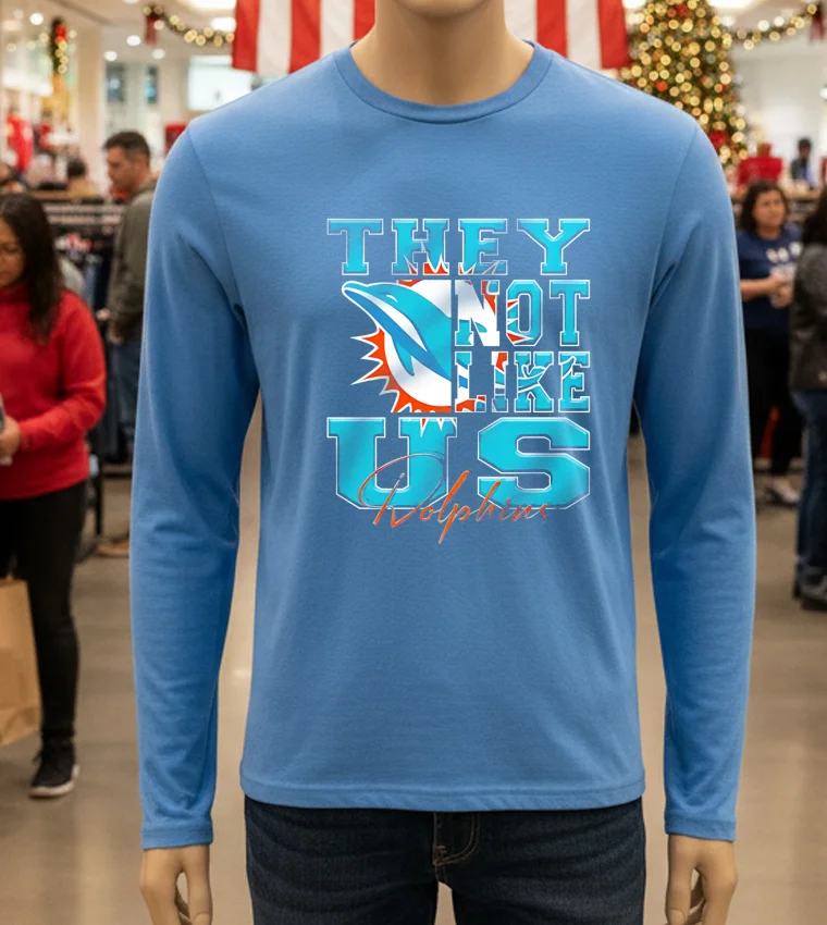 Miami Dolphins They Not Like Us Nfl Football - blue-t-shirt Miami Dolphins They Not Like Us Nfl Football Blue T Shirt