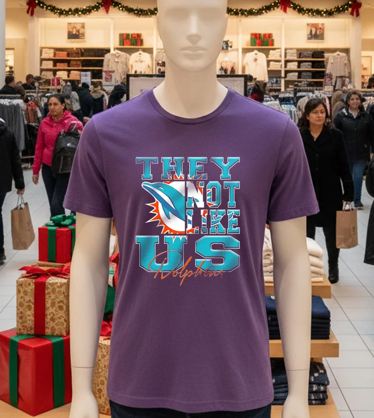 Miami Dolphins They Not Like Us Nfl Football - purple-t-shirt Miami Dolphins They Not Like Us Nfl Football Purple T Shirt