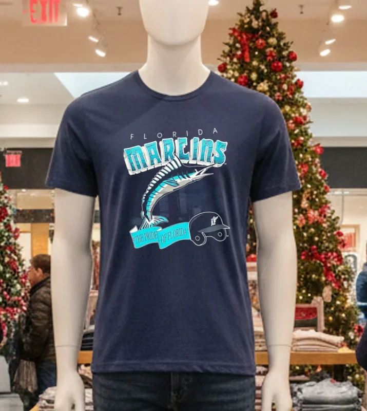 Miami Florida Marlins 1994   Navy T Shirt