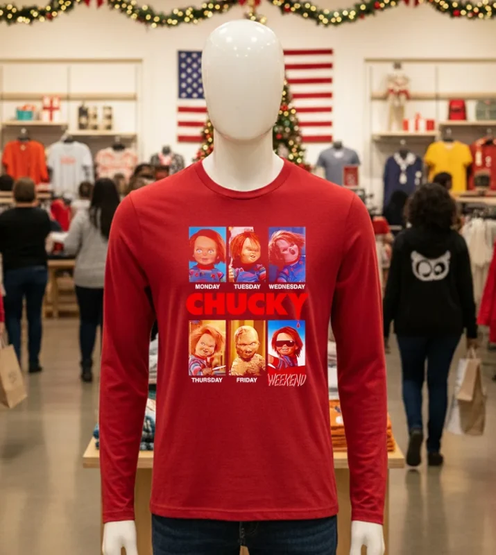 Monday Tuesday Thursday Friday Weekend Chucky Doll Movie Wall Art   Red T Shirt