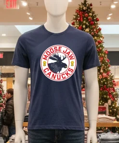 Moose Jaw Canucks Logo   Navy T Shirt