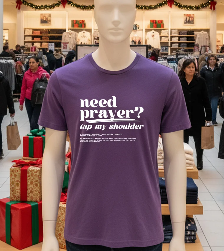 Need Prayer Tap My Shoulder - purple-t-shirt Need Prayer Tap My Shoulder Purple T Shirt