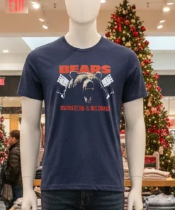 Nfl Chicago Bears Photo Monsters Of The Midway   Navy T Shirt