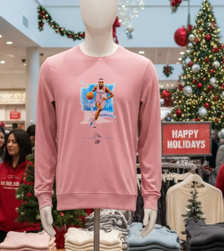 Oklahoma City Thunder Shai Gilgeous Alexander Player Signature Pink T Shirt