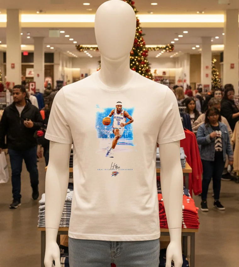 Oklahoma City Thunder Shai Gilgeous Alexander Player Signature - white-t-shirt Oklahoma City Thunder Shai Gilgeous Alexander Player Signature White T Shirt