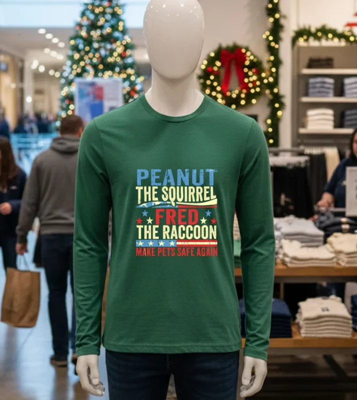 Peanut The Squirrel And Fred The Raccoon Make Pets Safe Again Retro Green T Shirt