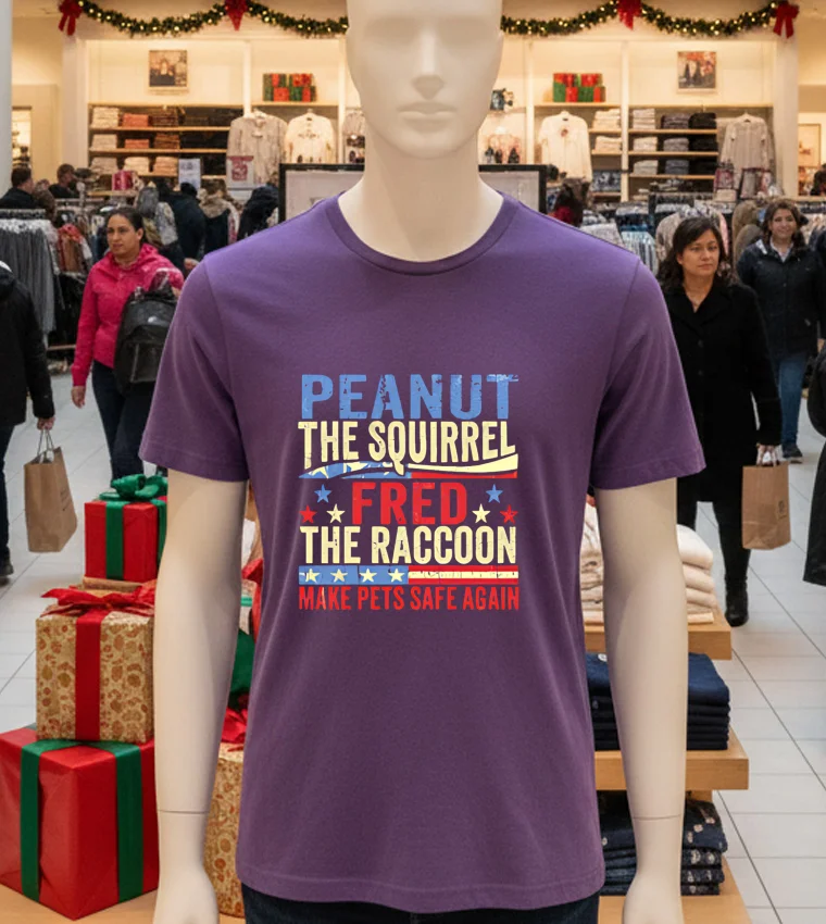 Peanut The Squirrel And Fred The Raccoon Make Pets Safe Again Retro - purple-t-shirt Peanut The Squirrel And Fred The Raccoon Make Pets Safe Again Retro Purple T Shirt