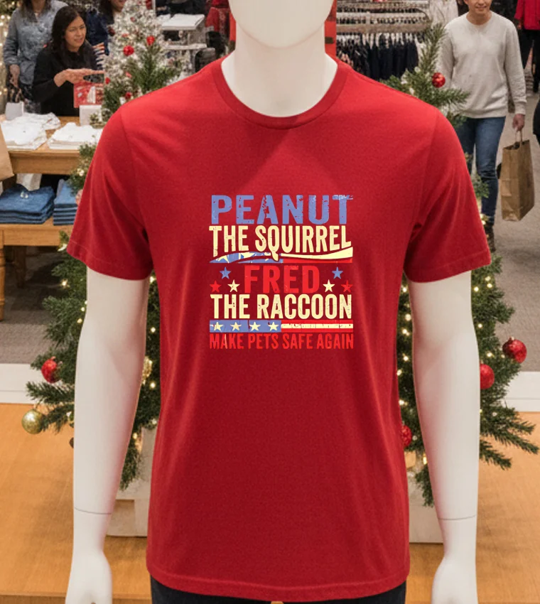 Peanut The Squirrel And Fred The Raccoon Make Pets Safe Again Retro - red-t-shirt Peanut The Squirrel And Fred The Raccoon Make Pets Safe Again Retro Red T Shirt