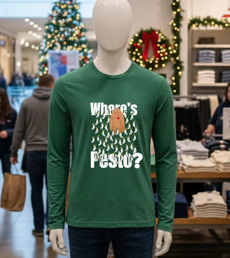 Pesto Cute Penguin Where’s Pesto - green-t-shirt Pesto Cute Penguin Wheres Pesto Green T Shirt