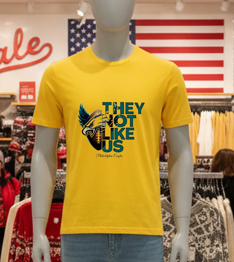 Philadelphia Eagles They Not Like Us - yellow-t-shirt Philadelphia Eagles They Not Like Us Yellow T Shirt
