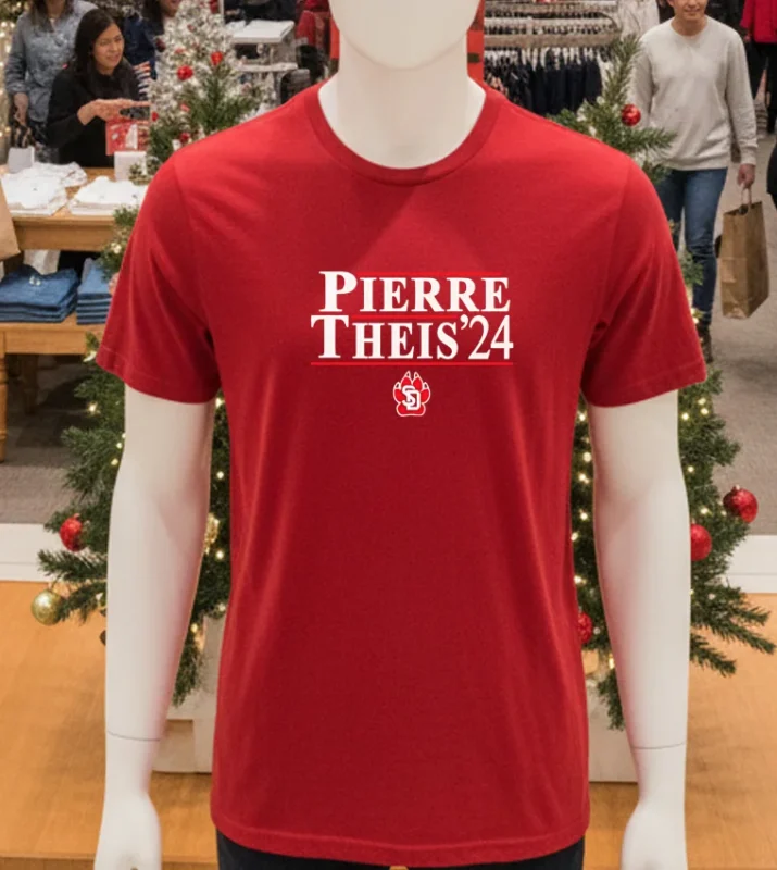 Pierre Theis 24 South Dakota Coyotes Red T Shirt