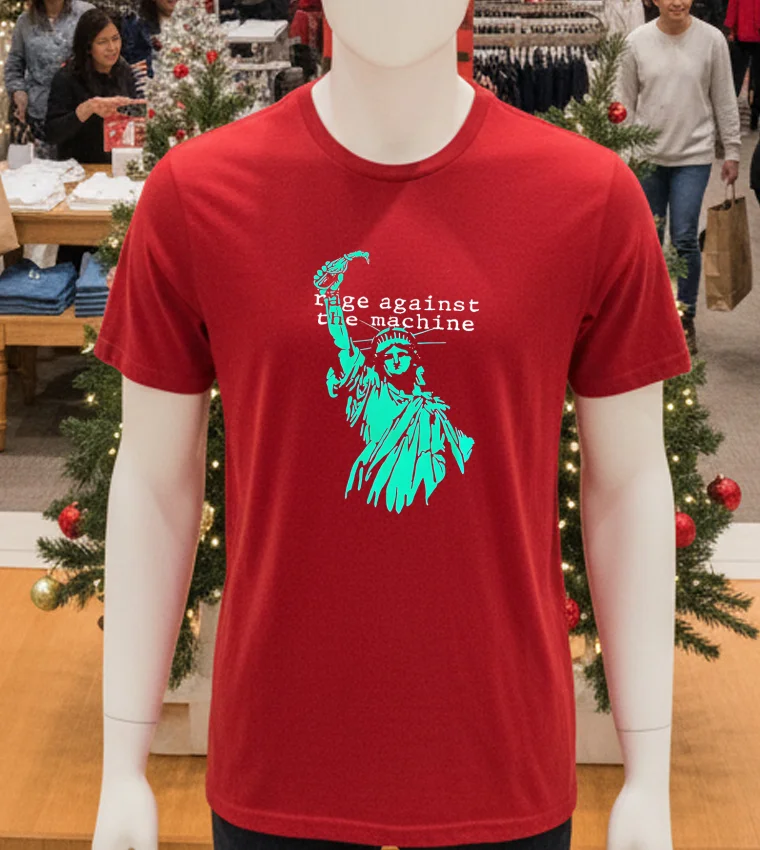 Rage Against The Machine Lybetrty - red-t-shirt Rage Against The Machine Lybetrty Red T Shirt