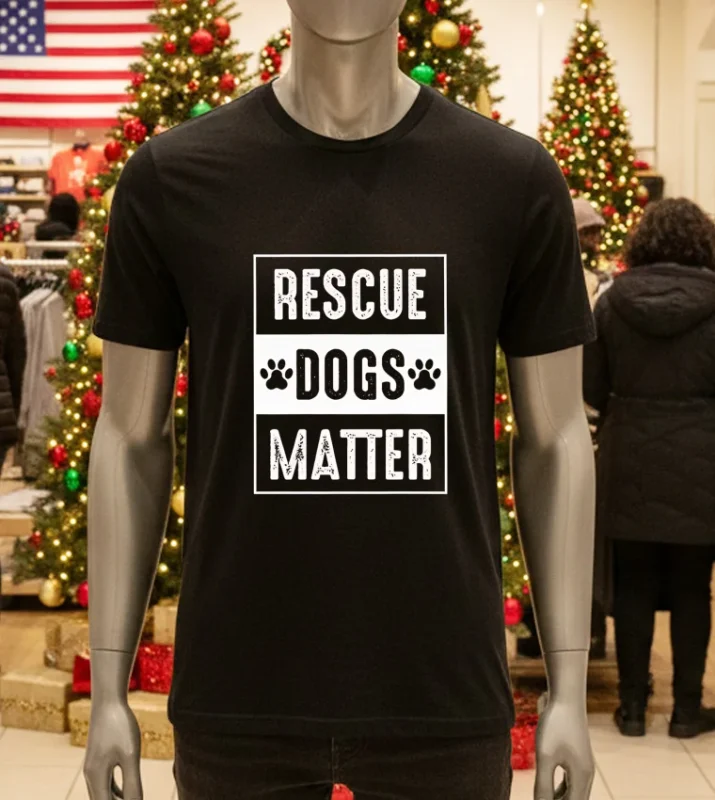 Rescue Dogs Matter Retro Black T Shirt