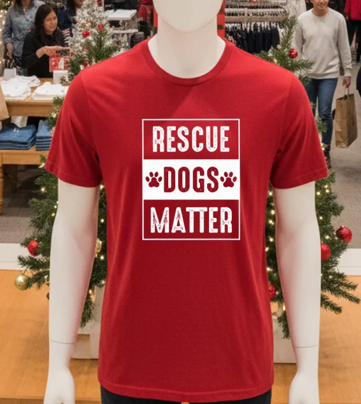 Rescue Dogs Matter Retro Red T Shirt