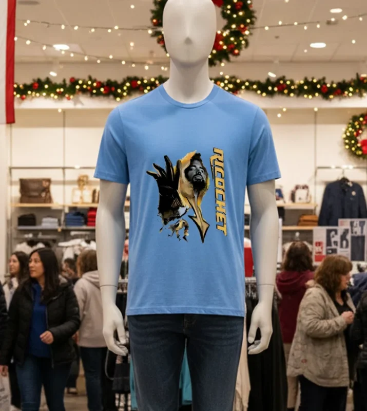 Ricochet Trevor Dean Man Wwe Graphic Blue T Shirt