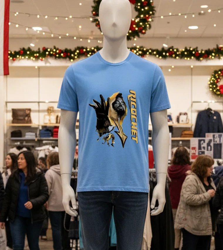 Ricochet Trevor Dean Man Wwe Graphic - blue-t-shirt Ricochet Trevor Dean Man Wwe Graphic Blue T Shirt