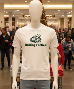 Rolling Fatties Funny Cute Cat White T Shirt