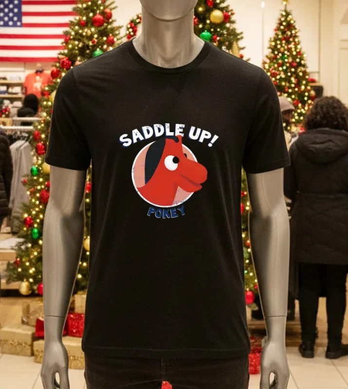 Saddle Up Gumby Pokey Retro Black T Shirt