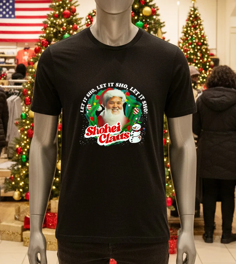 Shohei Ohtani Let It Sho Let It Sho Let It Sho Noel - black-t-shirt Shohei Ohtani Let It Sho Let It Sho Let It Sho Noel Black T Shirt