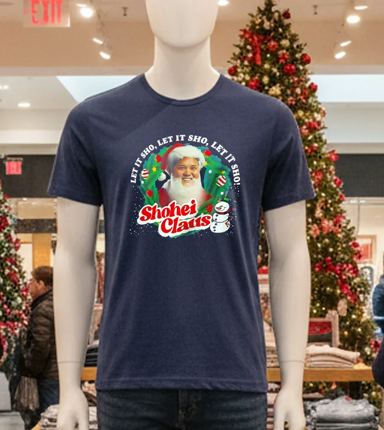 Shohei Ohtani Let It Sho Let It Sho Let It Sho Noel - navy-t-shirt Shohei Ohtani Let It Sho Let It Sho Let It Sho Noel Navy T Shirt
