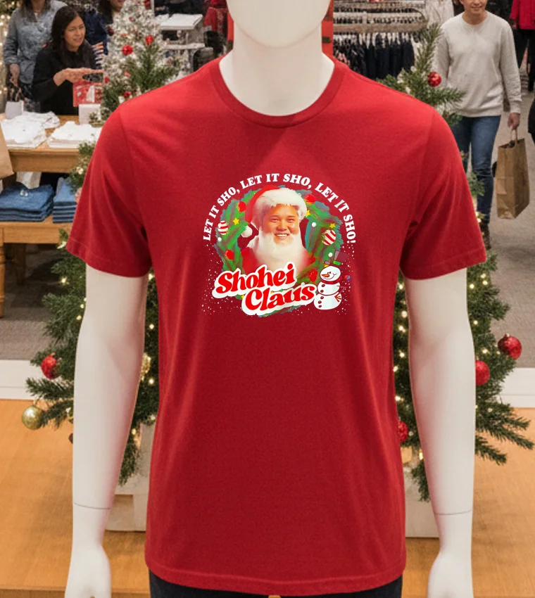 Shohei Ohtani Let It Sho Let It Sho Let It Sho Noel - red-t-shirt Shohei Ohtani Let It Sho Let It Sho Let It Sho Noel Red T Shirt