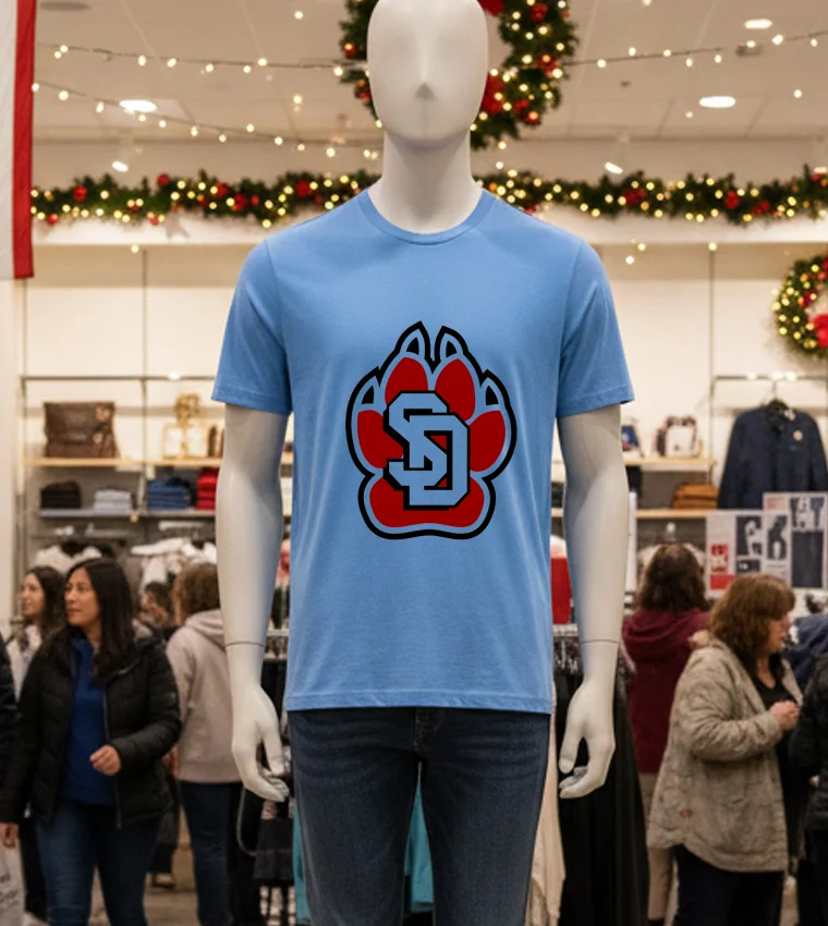 South Dakota Coyotes Logo - blue-t-shirt South Dakota Coyotes Logo Blue T Shirt