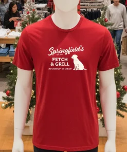 Springfield Fetch And Grill You Groom Em We Grill Em Dog Red T Shirt