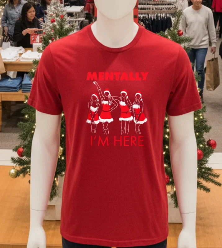 Teen Queen Drama Mentally I M Here Christmas Red T Shirt
