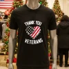 Thank You Veterans Patriotic American Flag Veterans Day 2024 Black T Shirt